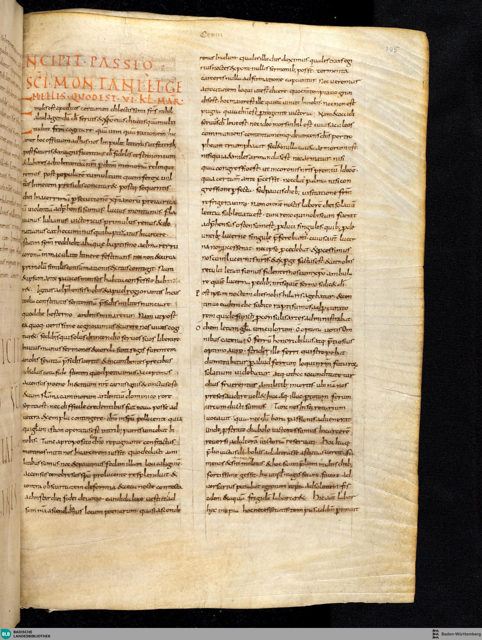 Manuscript folio 105r, Karlsruhe, Cod. Aug. perg. 32